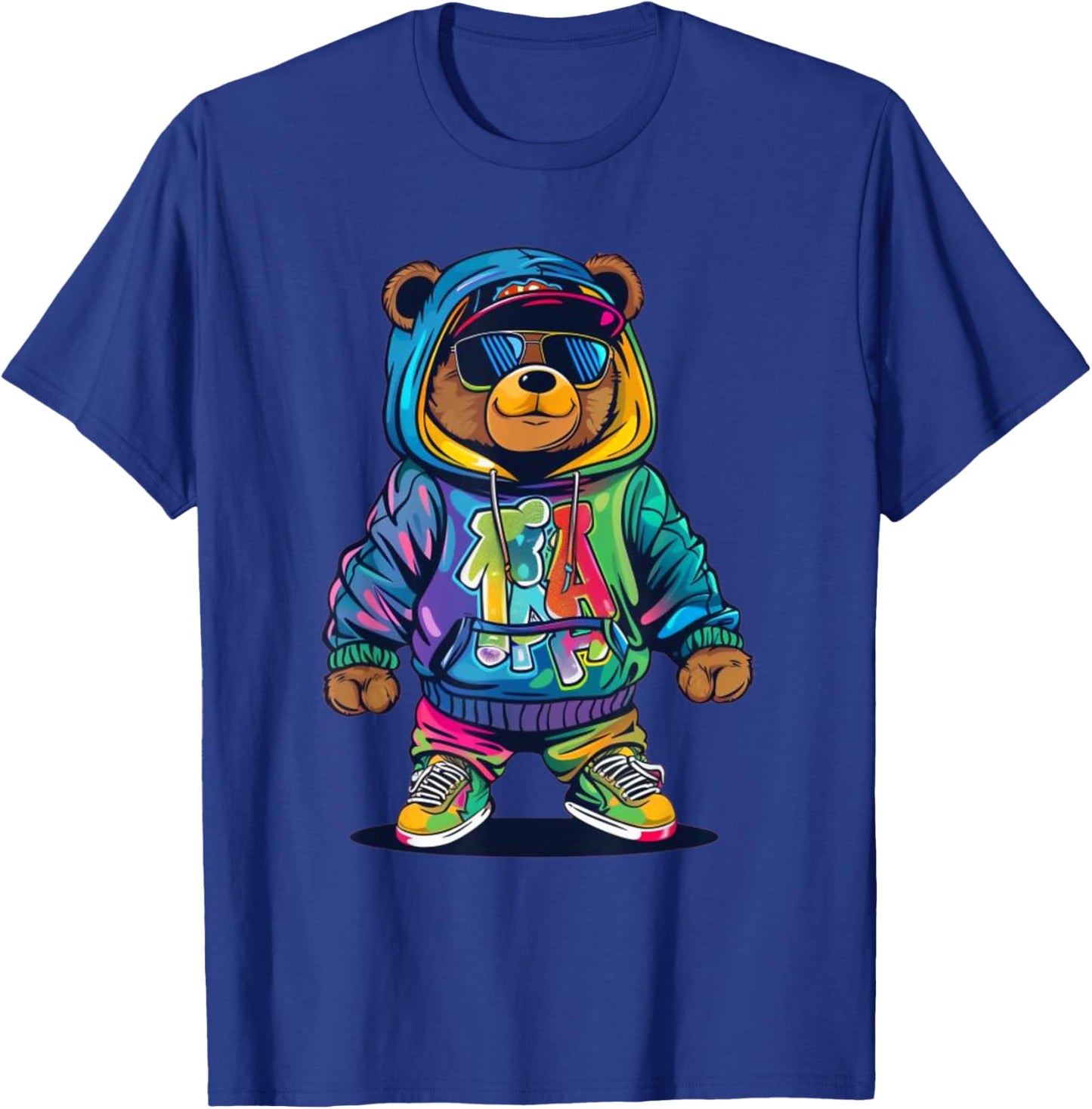 Hip-Hop Teddy-Bear Colorful TeddyBear With Graphic T-Shirt - T-Shirt | Royal