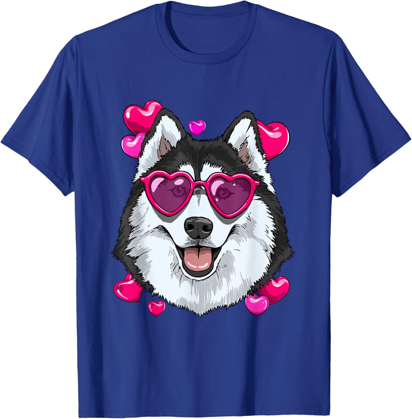 Valentines Siberian Husky Shirt Dog Face Heart Husky Lover T-Shirt - T-Shirt | Royal