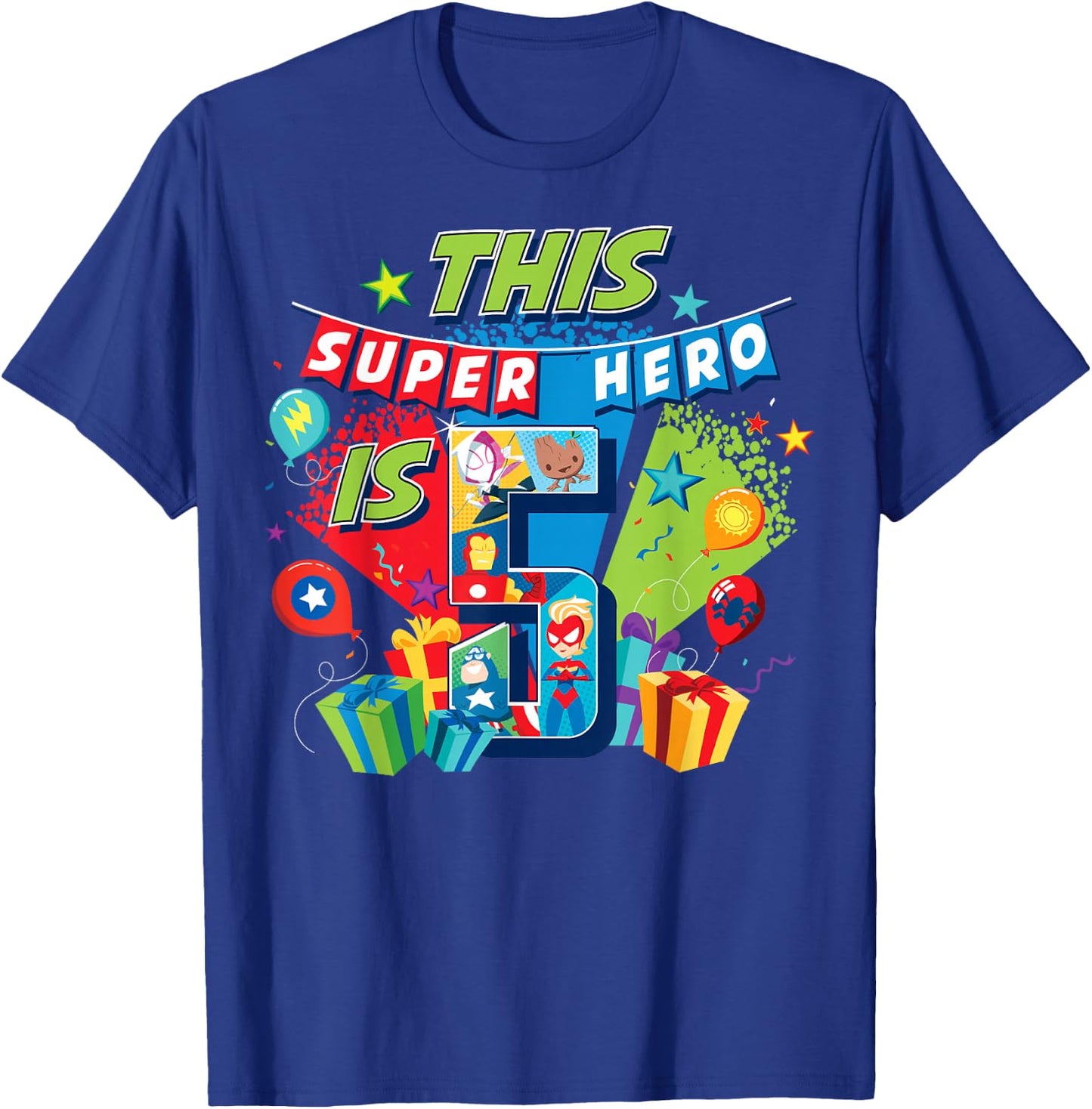 Marvel Avengers Birthday This Super Hero Is 5 T-Shirt - T-Shirt | Royal