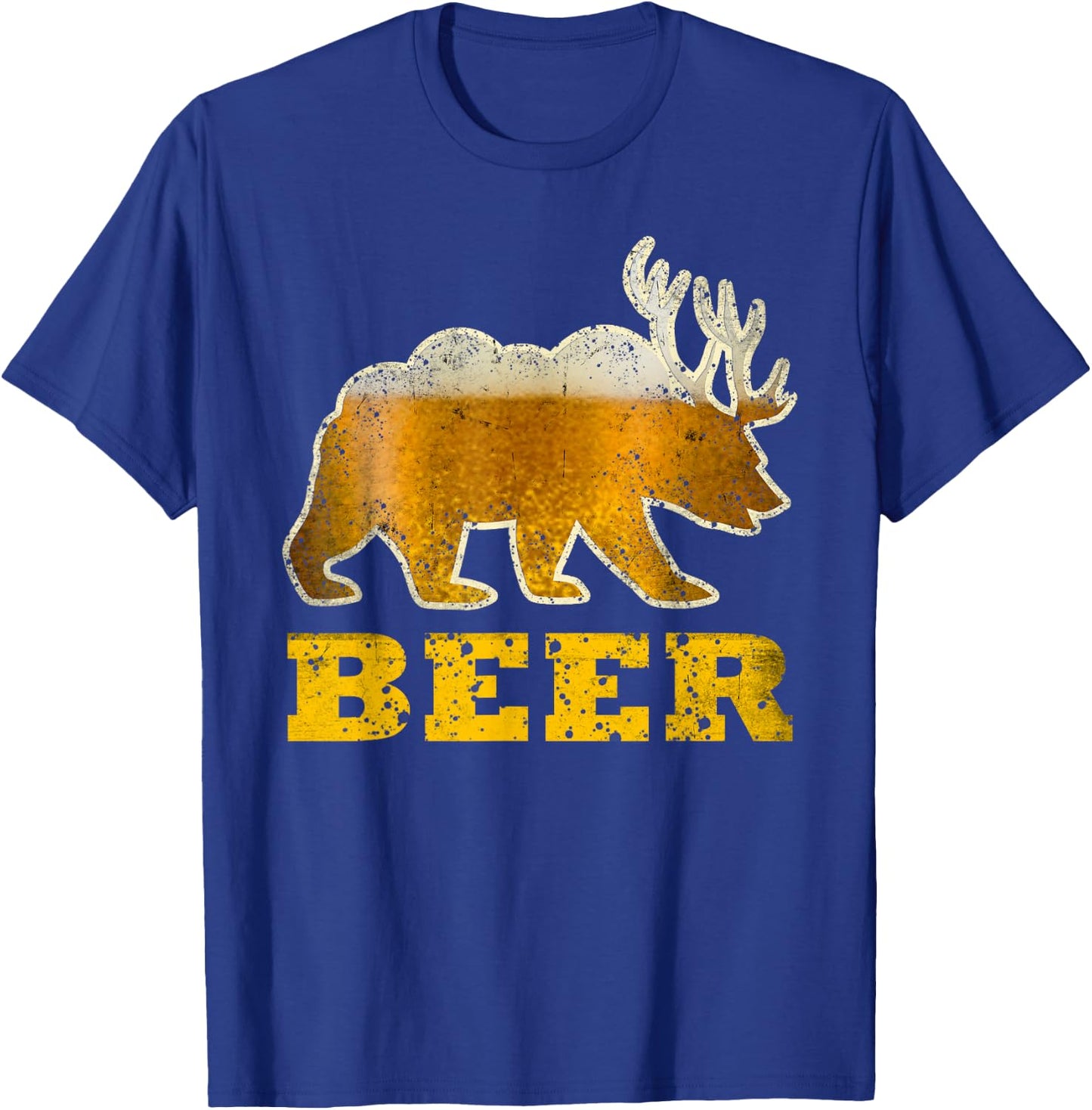 Vintage Bear Deer Funny Retro Drinking Beer T-Shirt - T-Shirt | Royal