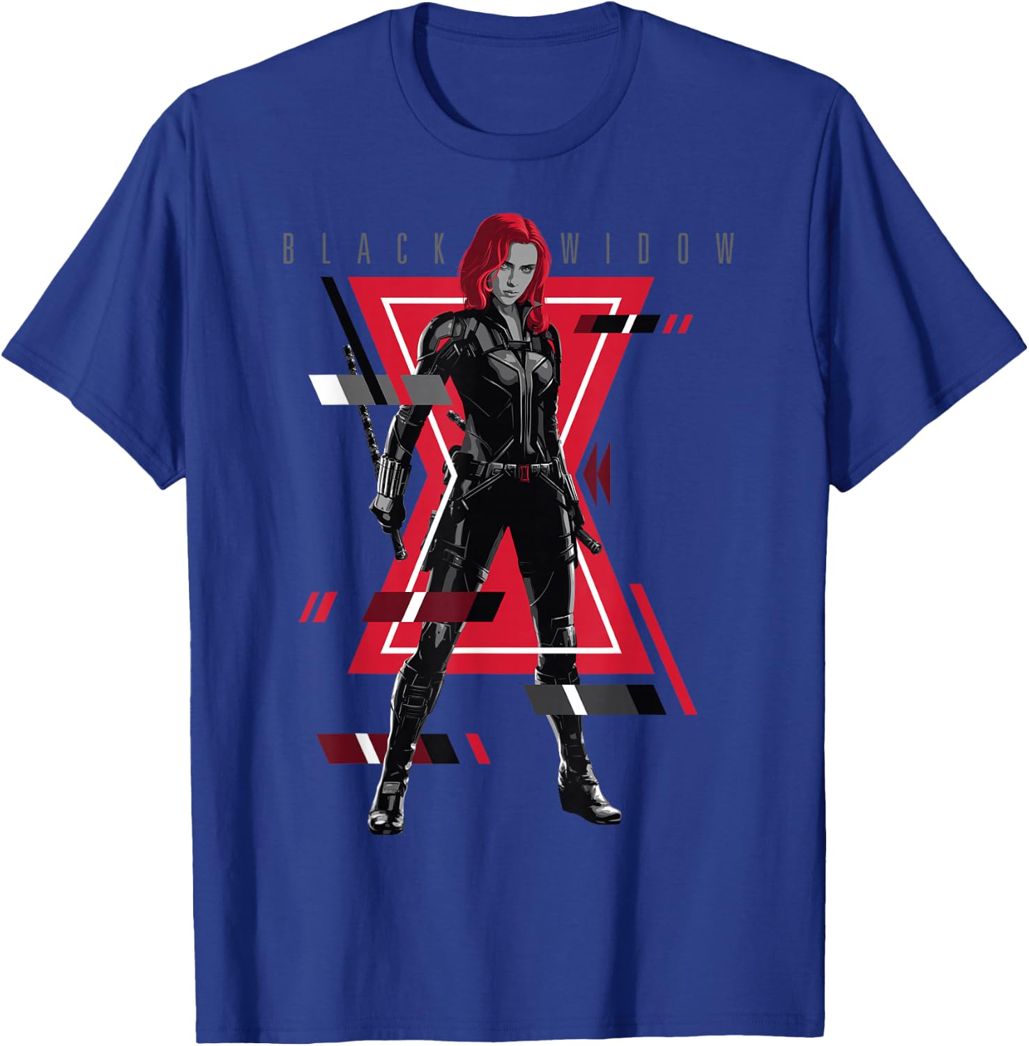 Marvel Black Widow Logo Glitch Portrait Small T-Shirt - T-Shirt | Royal