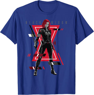 Marvel Black Widow Logo Glitch Portrait Small T-Shirt - T-Shirt | Royal