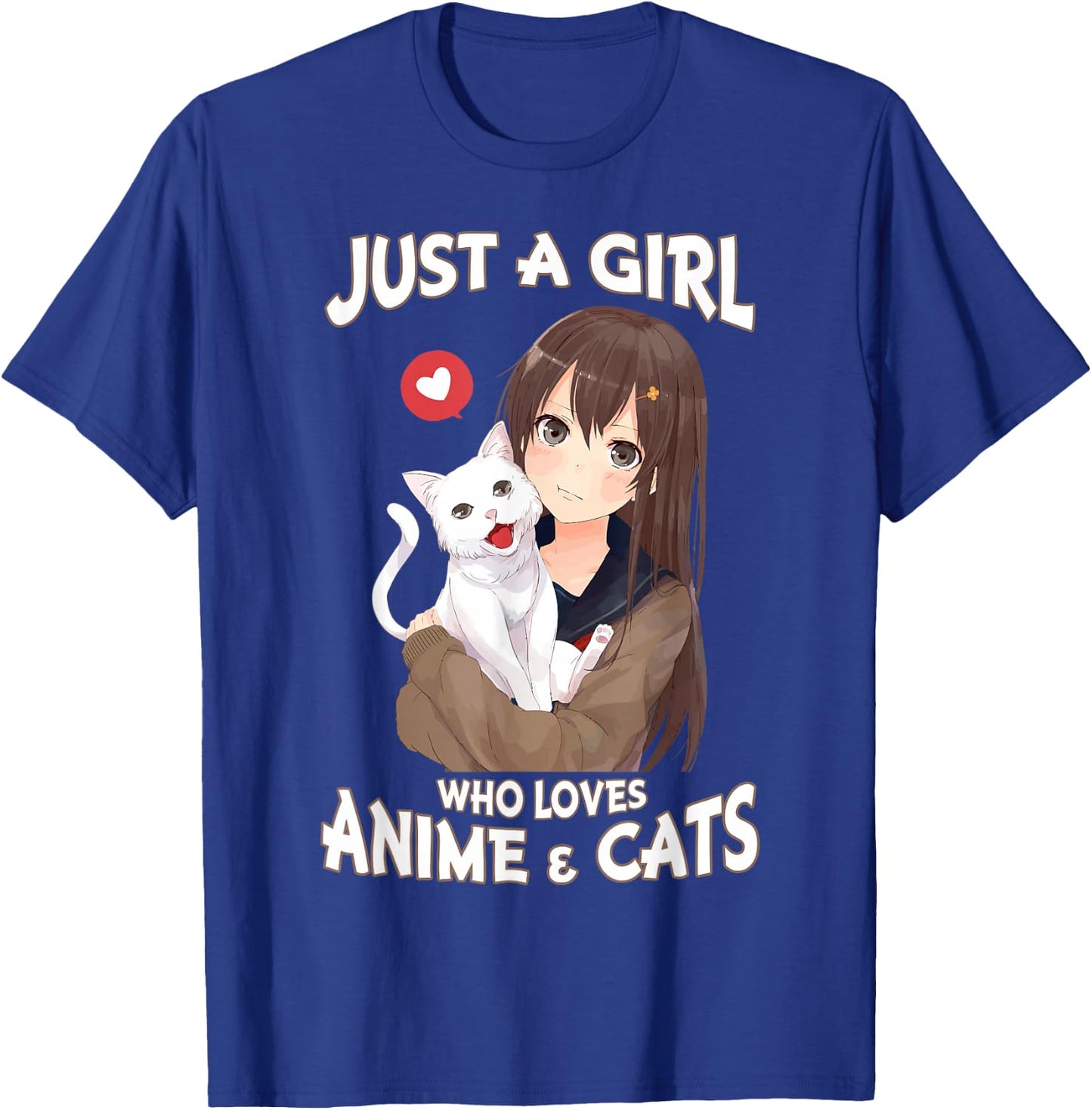 Just A Girl Who Loves Anime & Cats for Teen Girls Small T-Shirt - T-Shirt | Royal