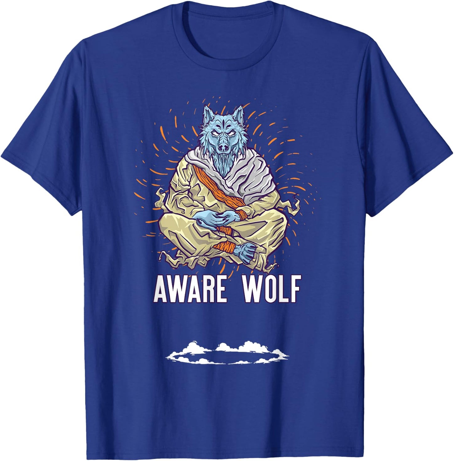 AWARE WOLF Funny Meditation Wolves Meditate Word Game T-Shirt - T-Shirt | Royal