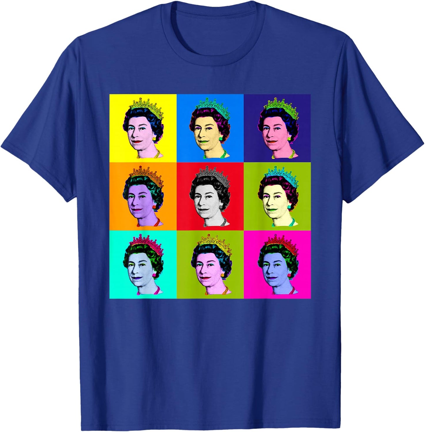 Elizabeth Nine Square Tiles Pop Art Queen of England T-Shirt - T-Shirt | Royal