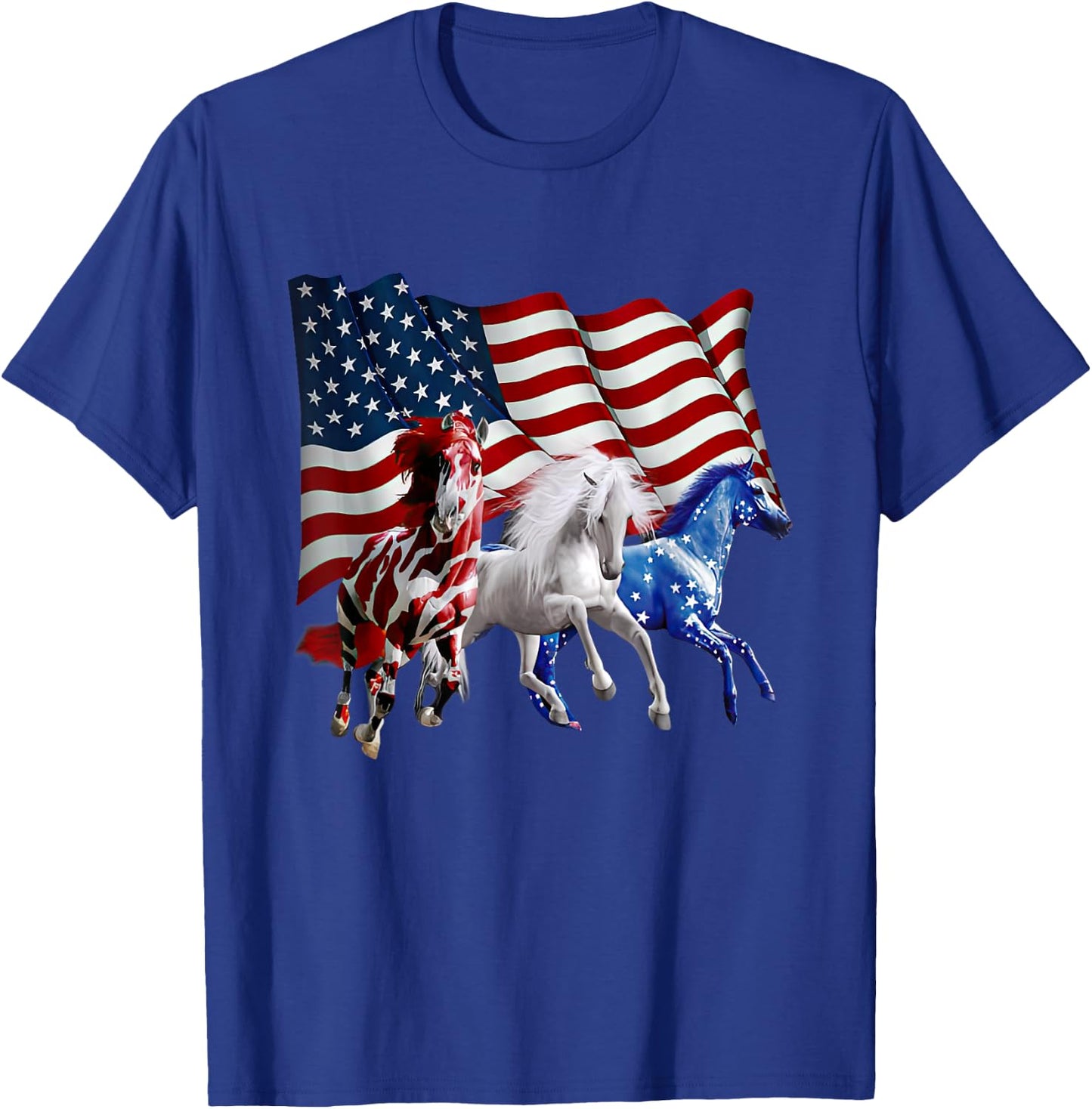 Patriotic US Flag 4th Of July Horse Lovers Men T-Shirt - T-Shirt | Royal