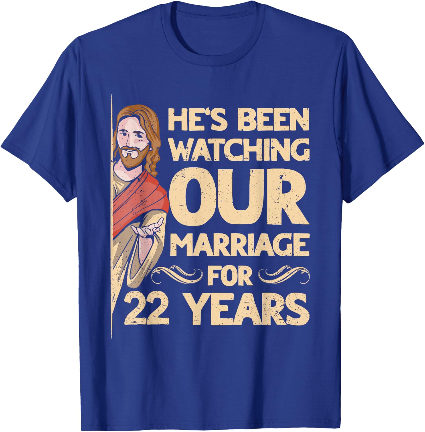 22nd Wedding Anniversary Jesus Christian Husband Wife T-Shirt - T-Shirt | Royal