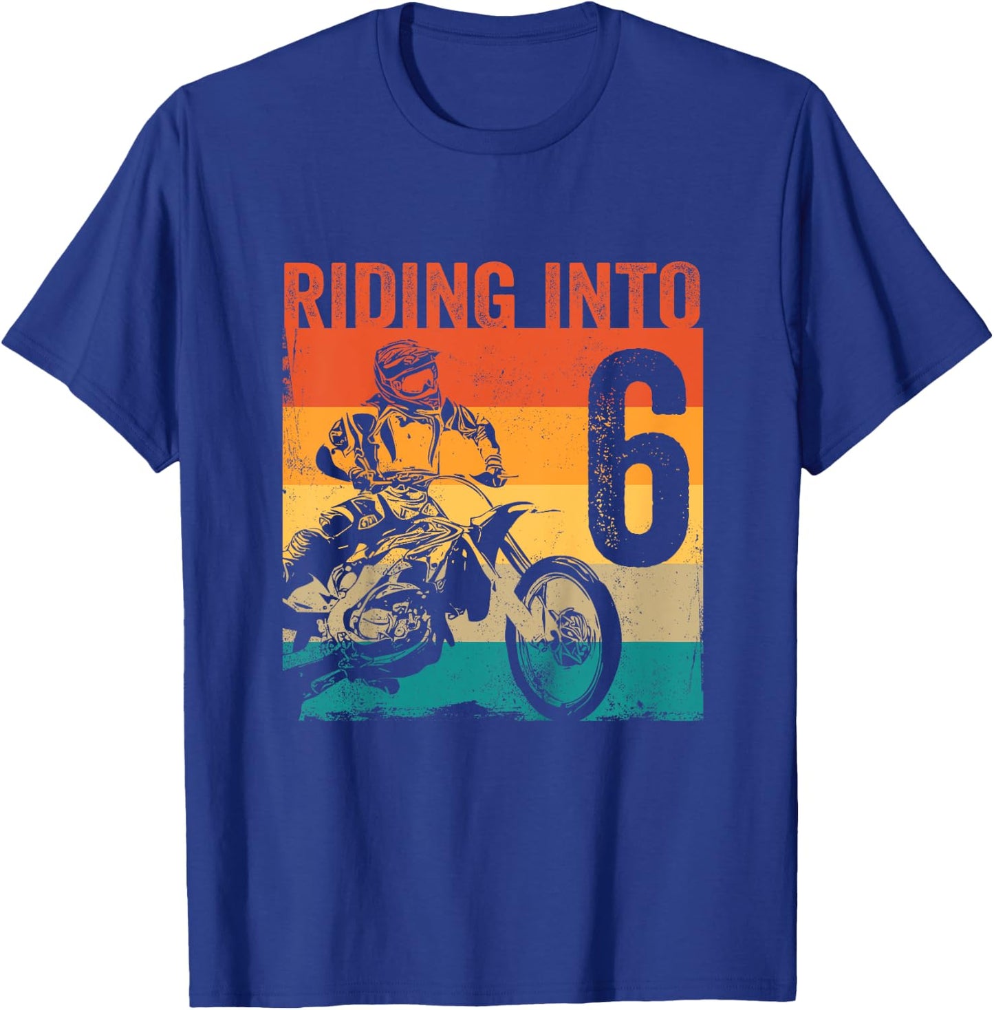 Kids Motocross 6 Years Old Dirt Bike 6th Birthday Party T-Shirt - T-Shirt | Royal