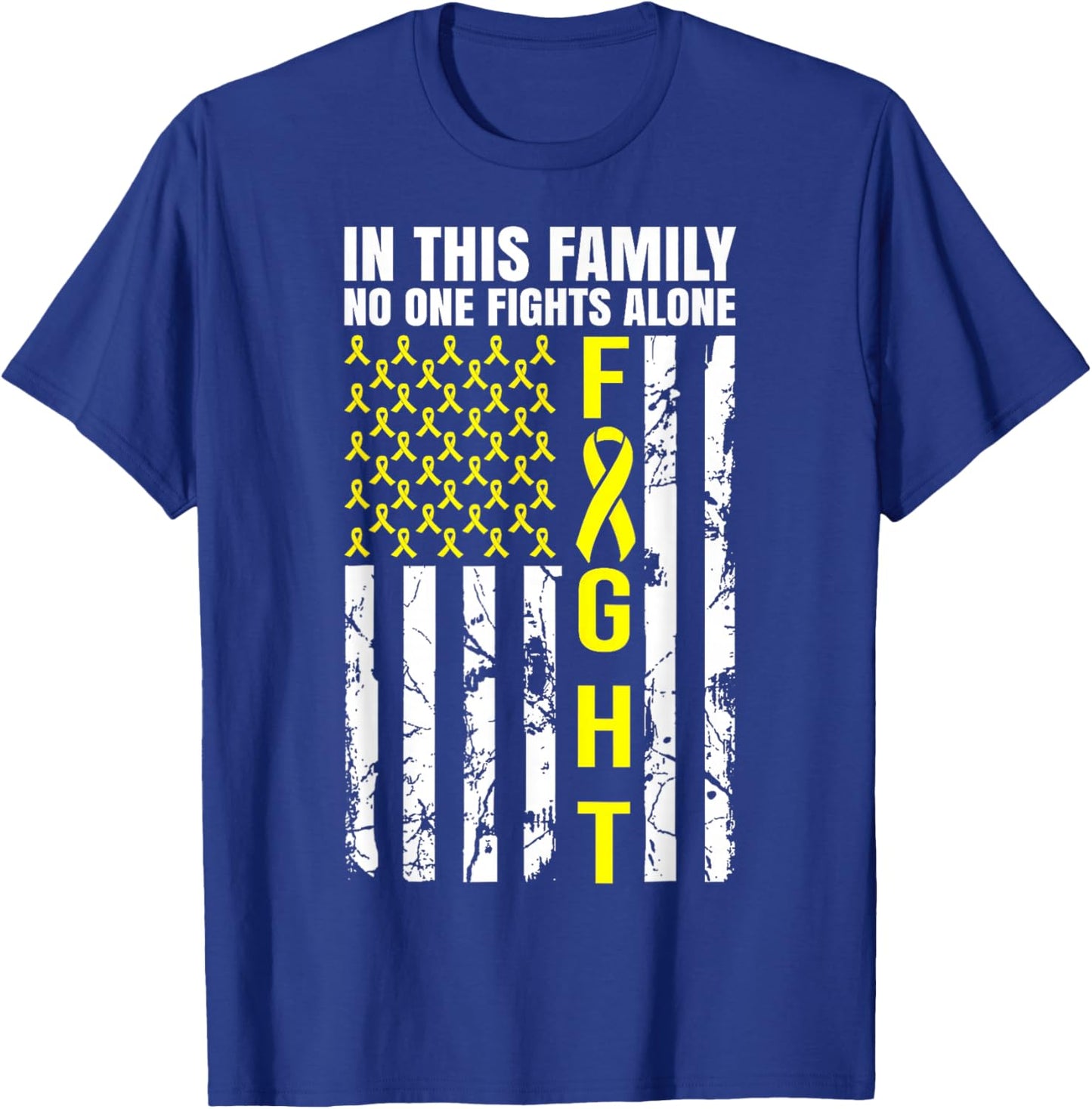 In This Family No One Fight Alone Sarcoma Awareness T-Shirt - T-Shirt | Royal