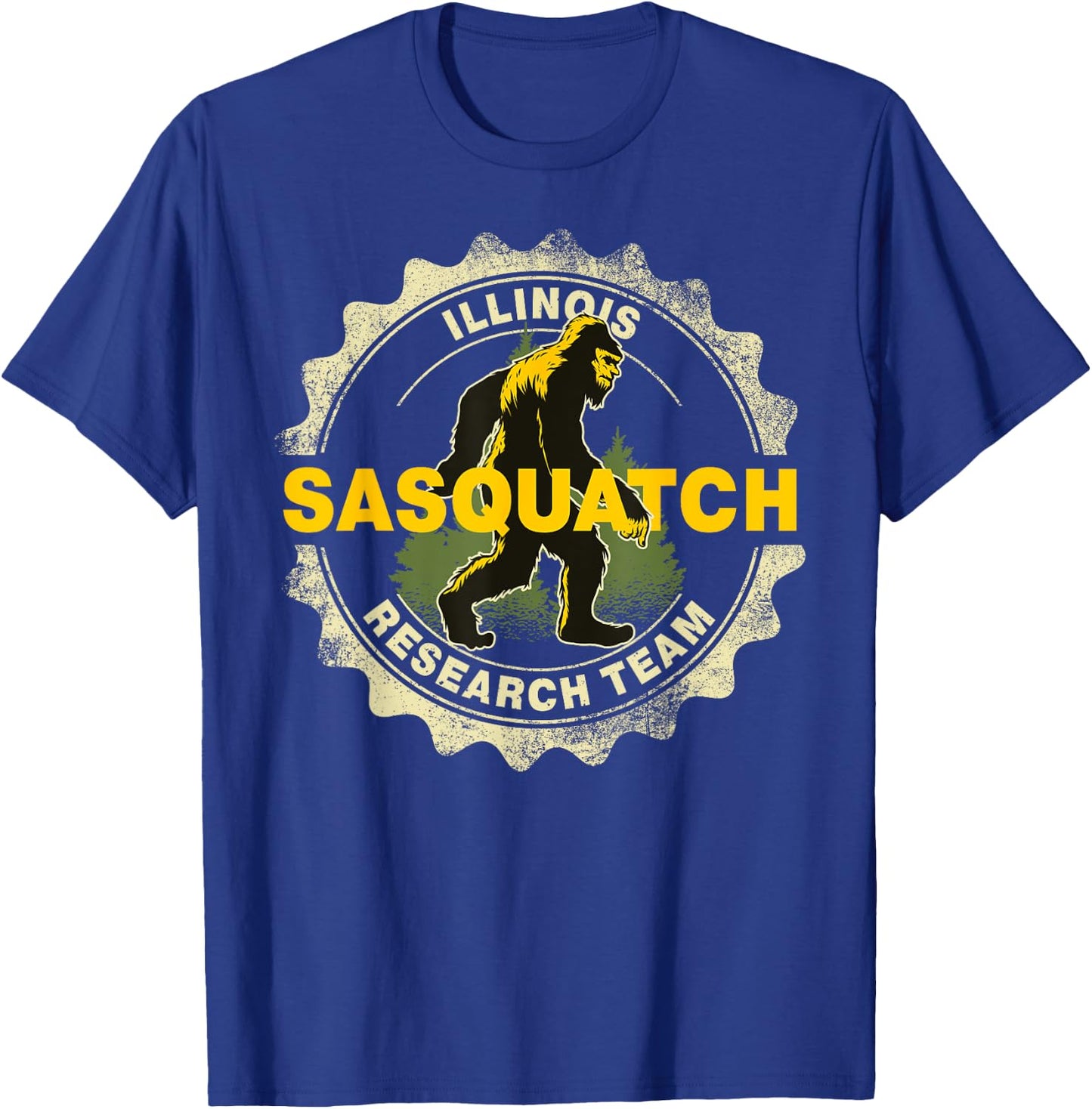 Illinois Sasquatch Research Team Bigfoot Believer Fan T-Shirt - T-Shirt | Royal