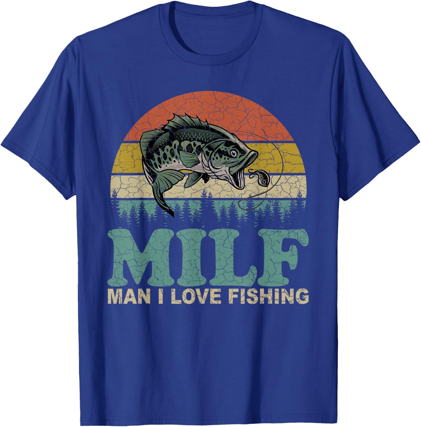 Vintage Milf-Man I Love Fishing Funny Fishing Fisherman T-Shirt - T-Shirt | Royal