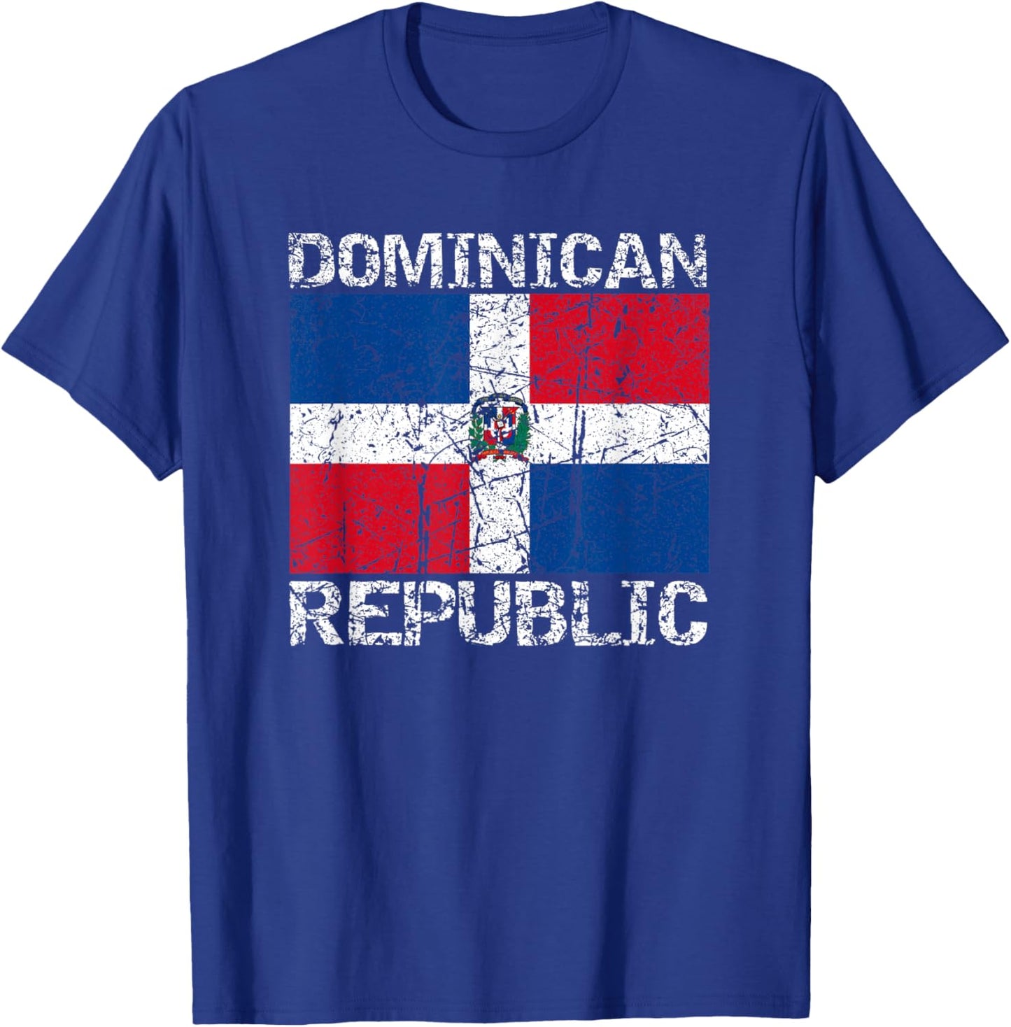 Dominican Republic Flag Distressed Dominican Men Women Kids T-Shirt - T-Shirt | Royal