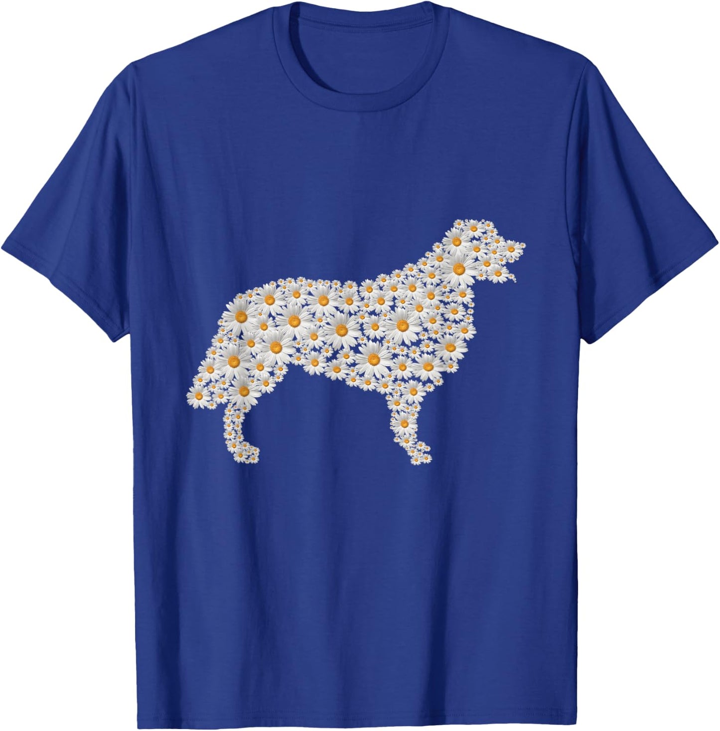 Golden Retriever Dog Print of White Daisy Flowers Women T-Shirt - T-Shirt | Royal