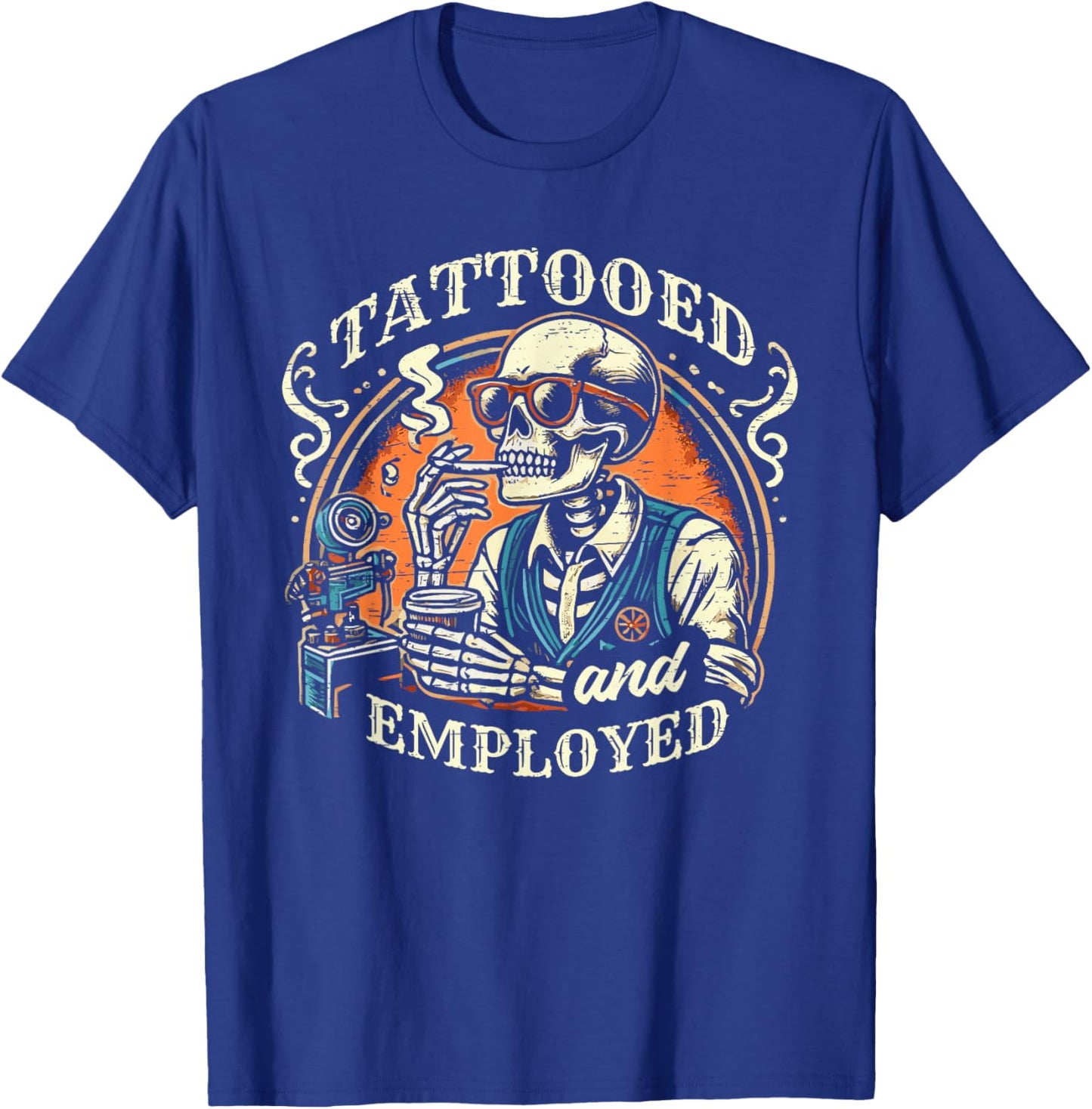 Tattooed and Employed Tatoos Skeleton Swag T-Shirt - T-Shirt | Royal
