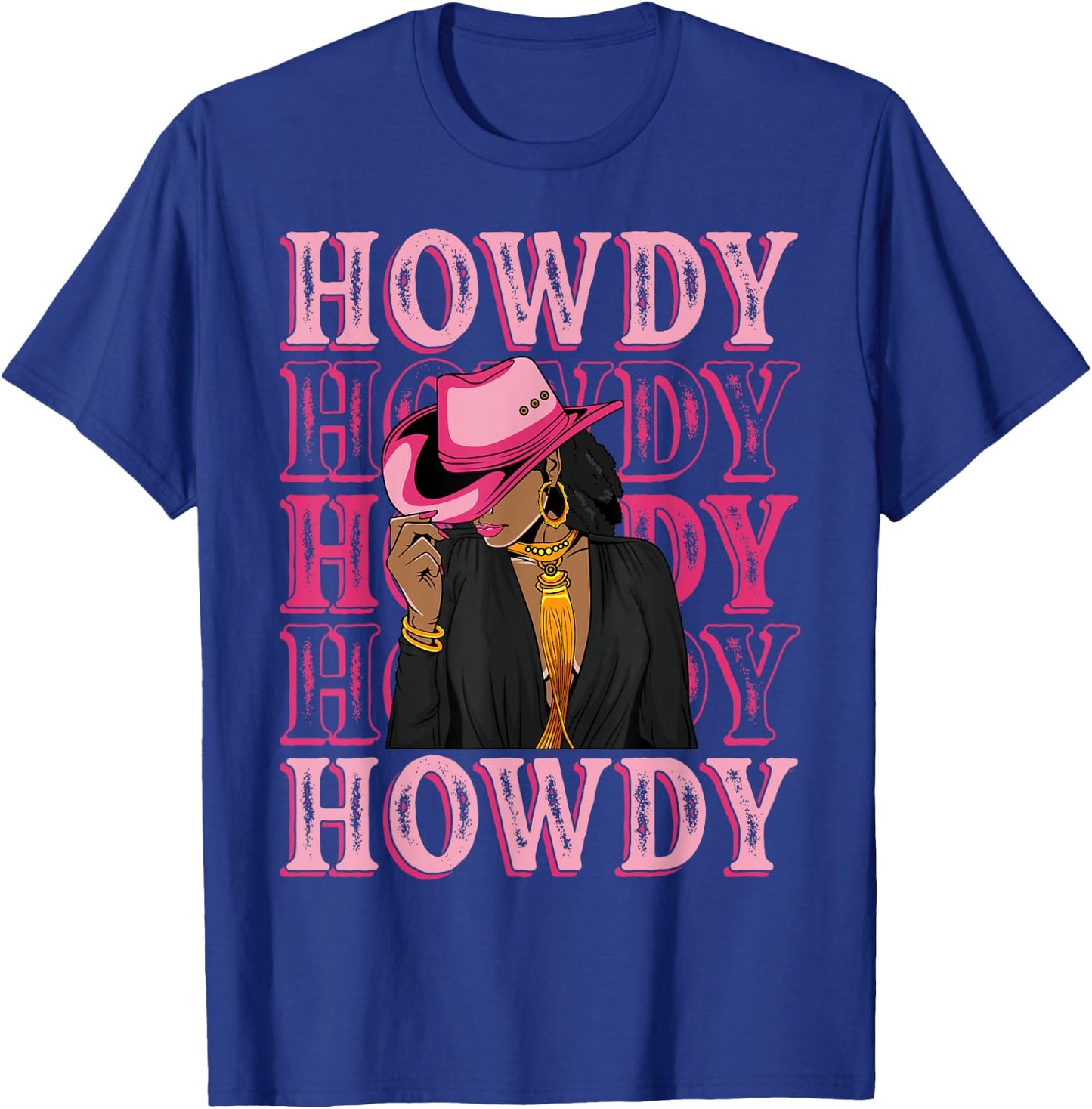 Howdy Retro Western Black Cowgirl African American Women T-Shirt - T-Shirt | Royal