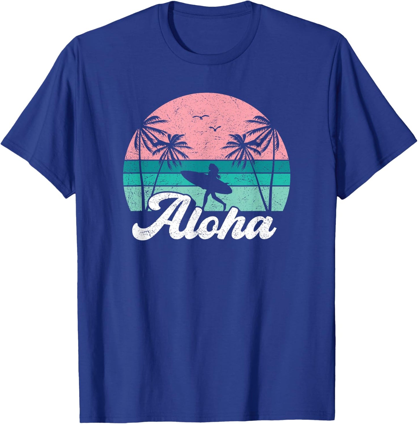 Aloha Surfer Girl Hawaii Vintage Hawaiian Surfing Surf Cute T-Shirt - T-Shirt | Royal