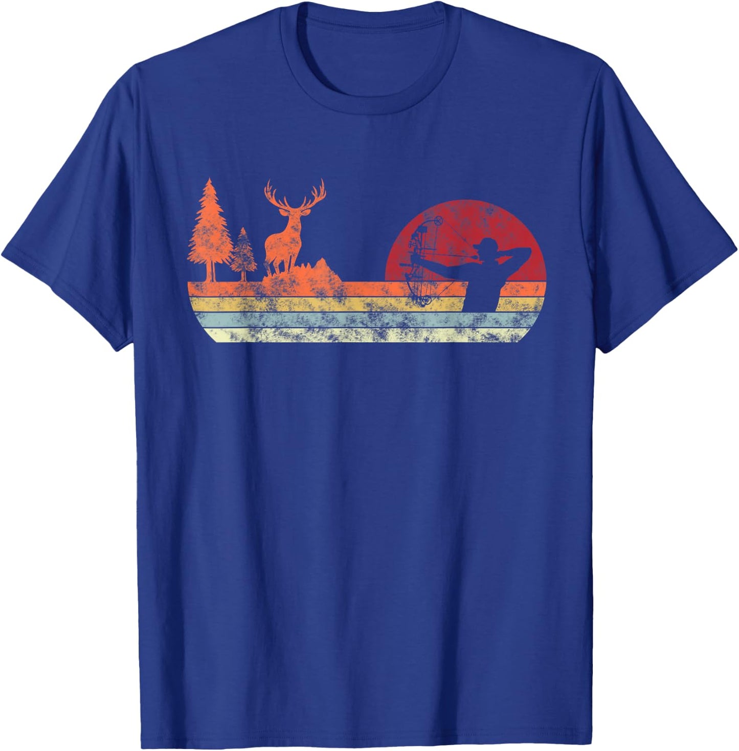 Bow Deer Hunting | Vintage Retro Archery T-Shirt - T-Shirt | Royal
