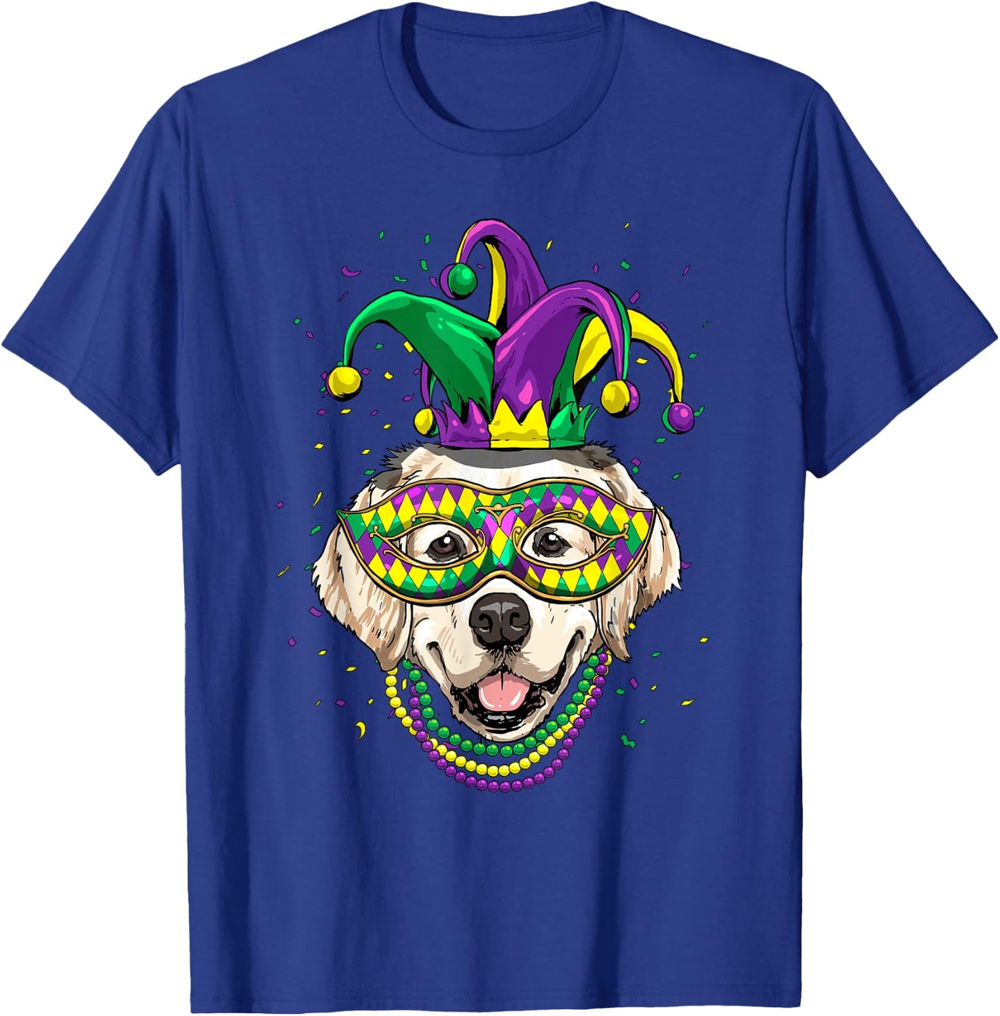 Golden Retriever Dog Lover Cute Mardi Gras Carnival Jester Women Kids T-Shirt - T-Shirt | Royal