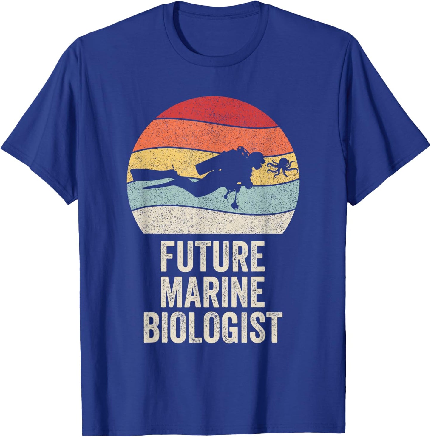 Retro Future Marine Biologist Shirt Gift Marine Biology T-Shirt - T-Shirt | Royal