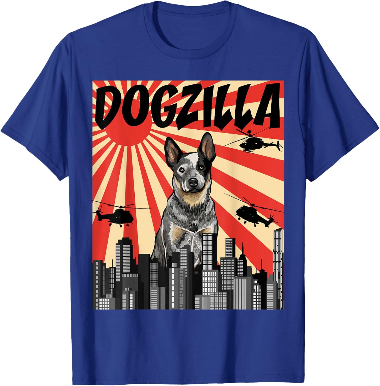 Funny Retro Japanese Dogzilla Australian Cattle Dog T-Shirt - T-Shirt | Royal