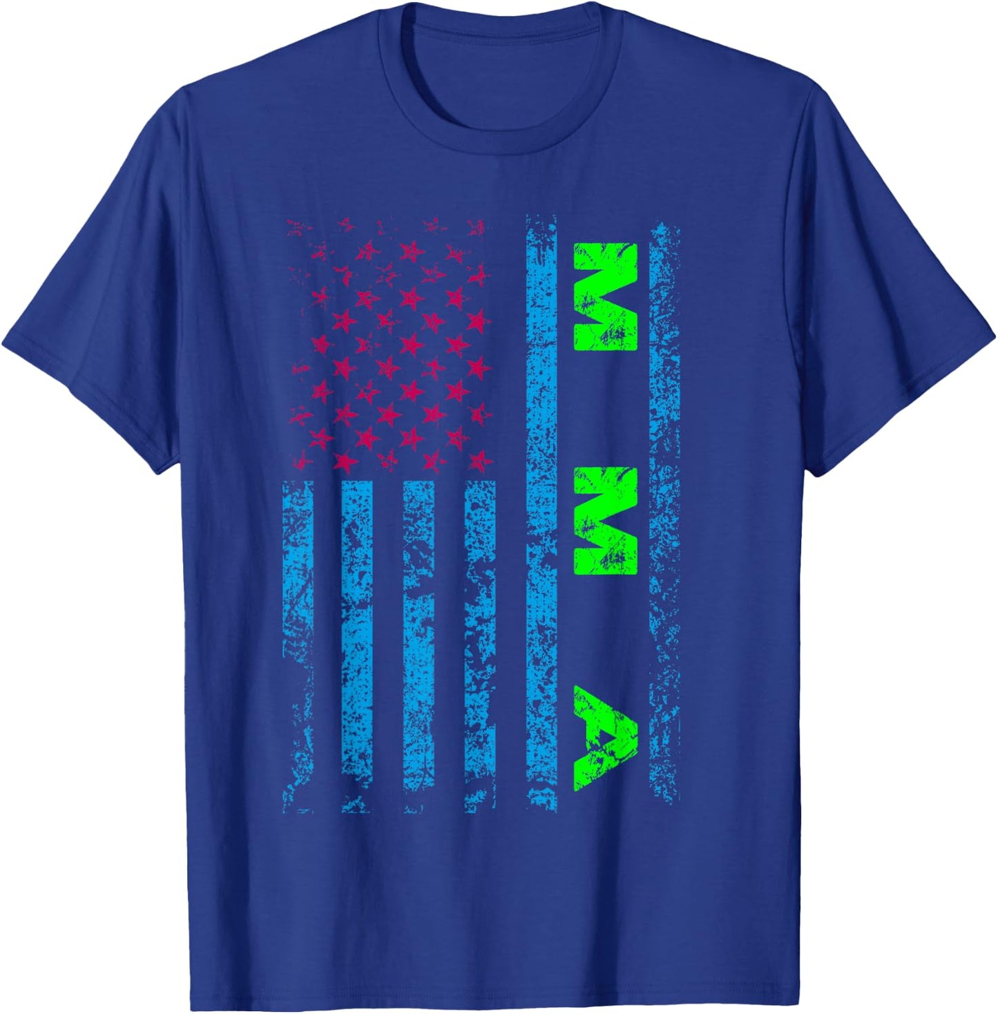 American USA Flag MMA Mixed Martial Arts Fighter Vintage T-Shirt - T-Shirt | Royal