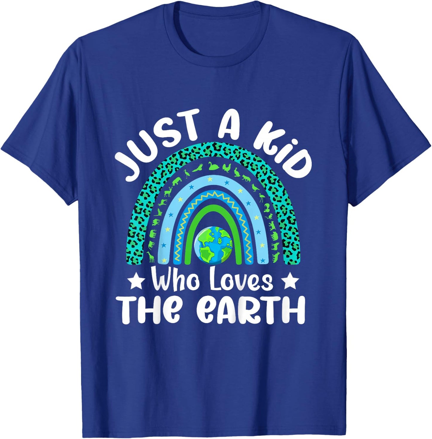 Kids Cute Earth Day 2024 Boys Rainbow Save The Earth T-Shirt - T-Shirt | Royal