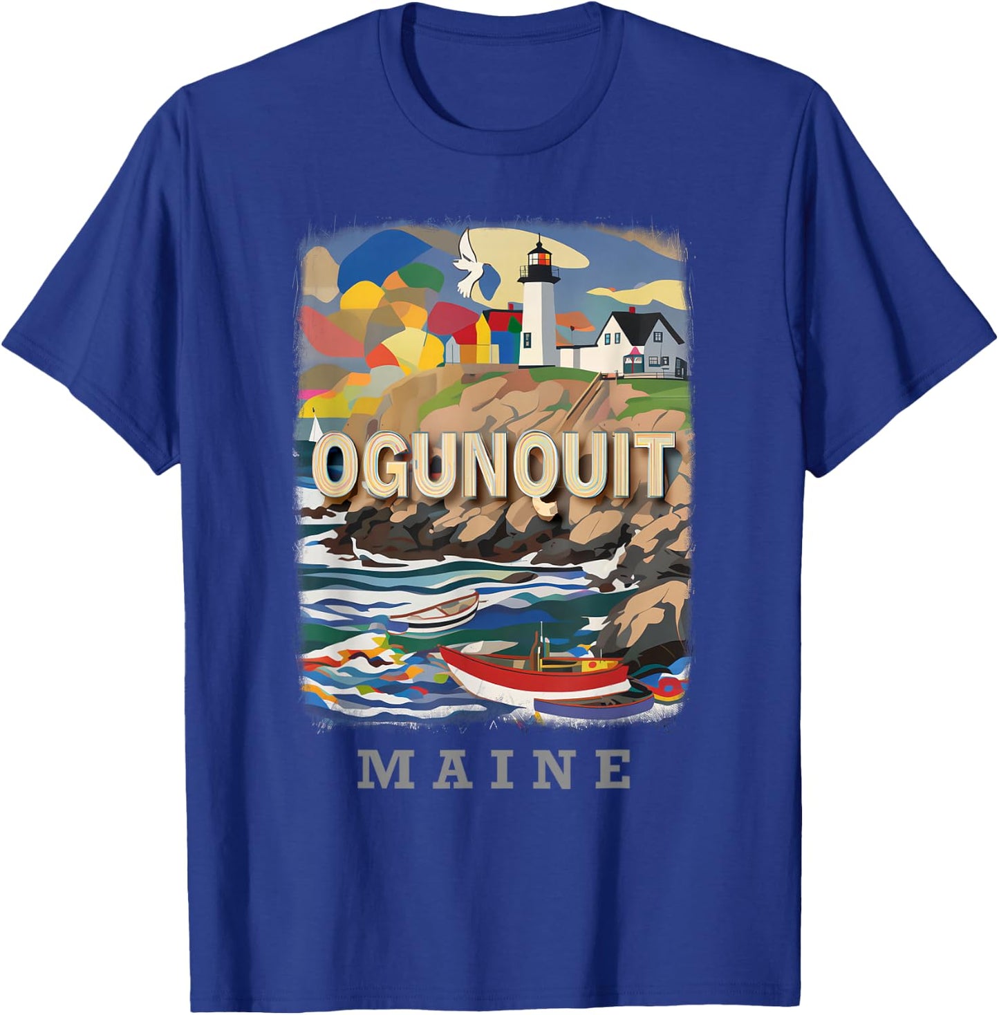Ogunquit Maine ME Coastal Charm SD499 T-Shirt - T-Shirt | Royal