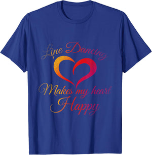 Line Dancing Makes My Heart Happy Line Dance T-Shirt - T-Shirt | Royal