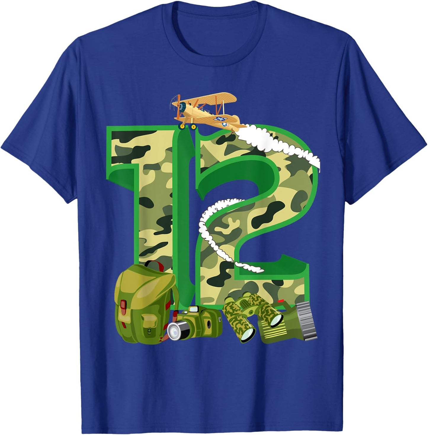 Funny Camouflage 12th Birthday Gift Boys Girls Cool Army T-Shirt - T-Shirt | Royal