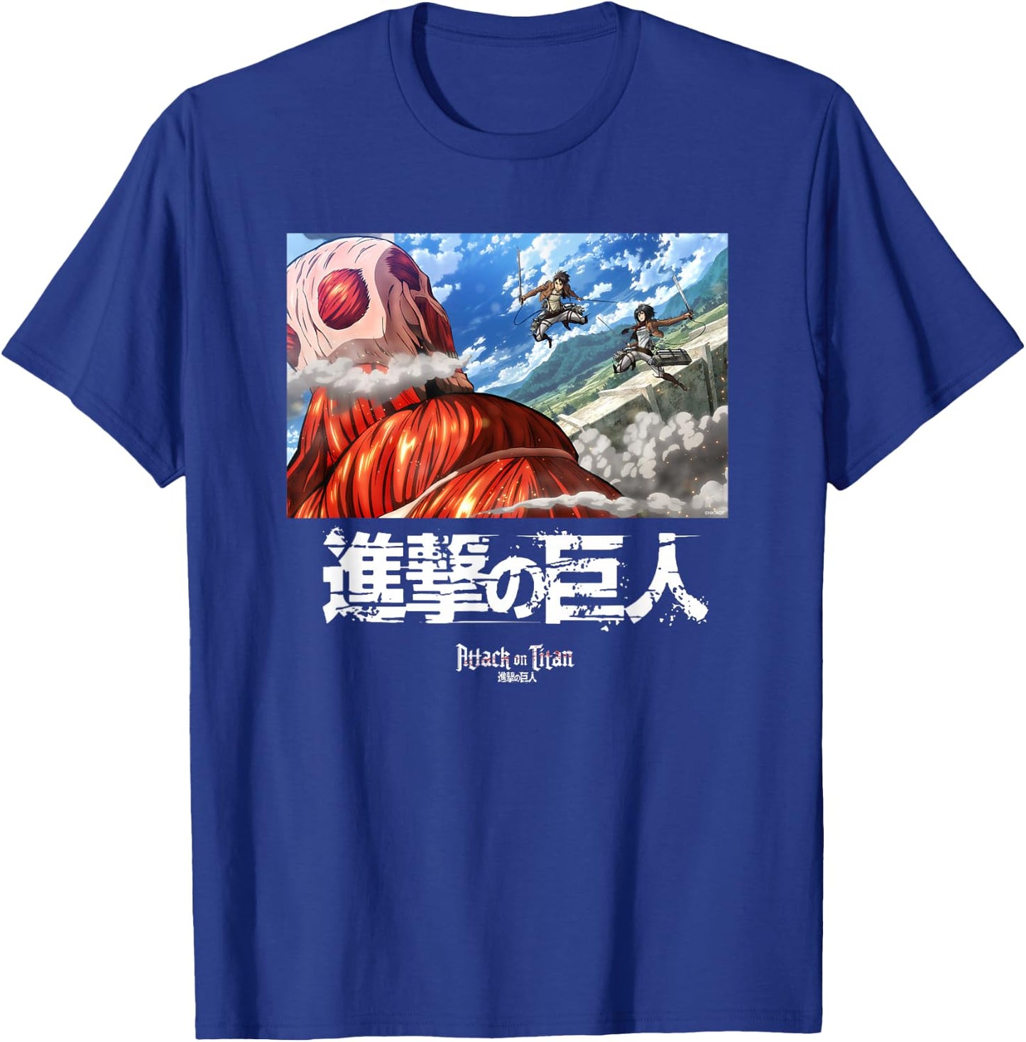Attack on Titan Fighting Colossal Titan Scene Anime T-Shirt - T-Shirt | Royal