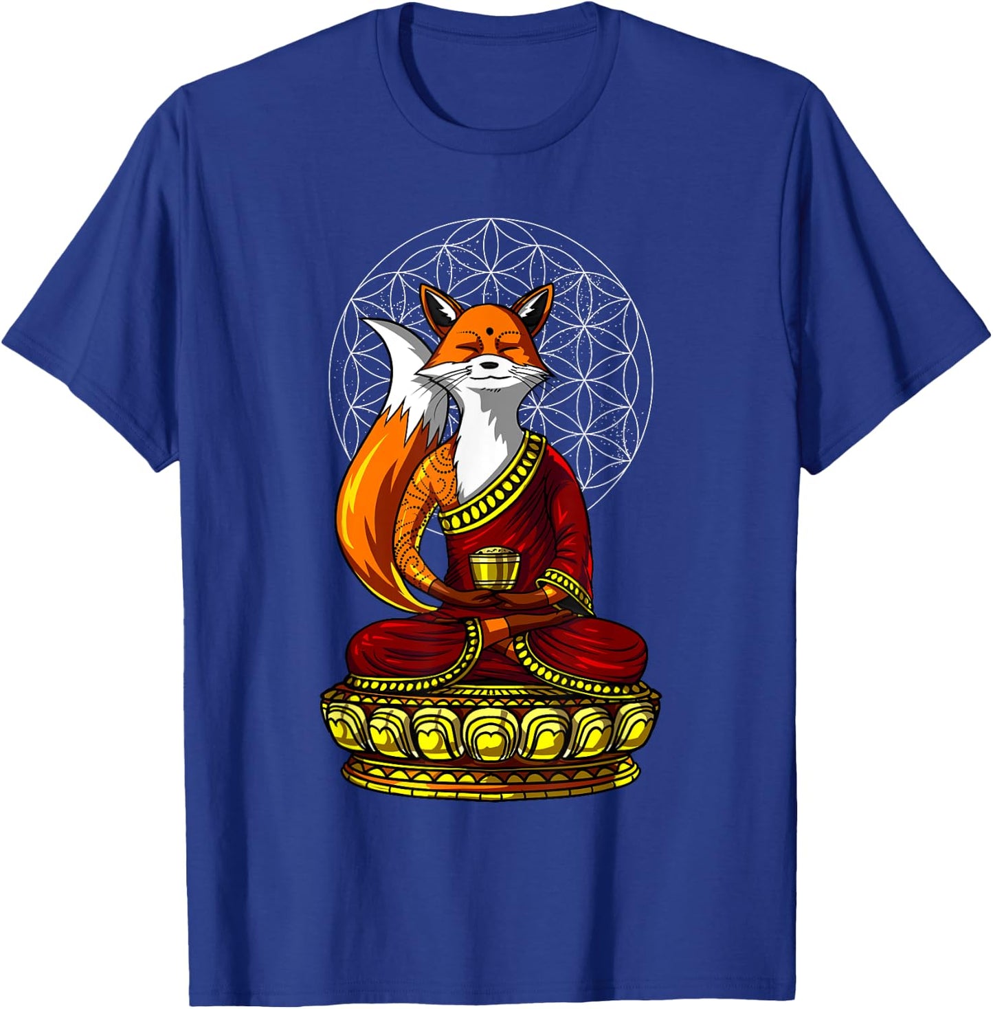 Fox Buddha Zen Yoga Meditation Funny Animal Spiritual T-Shirt - T-Shirt | Royal