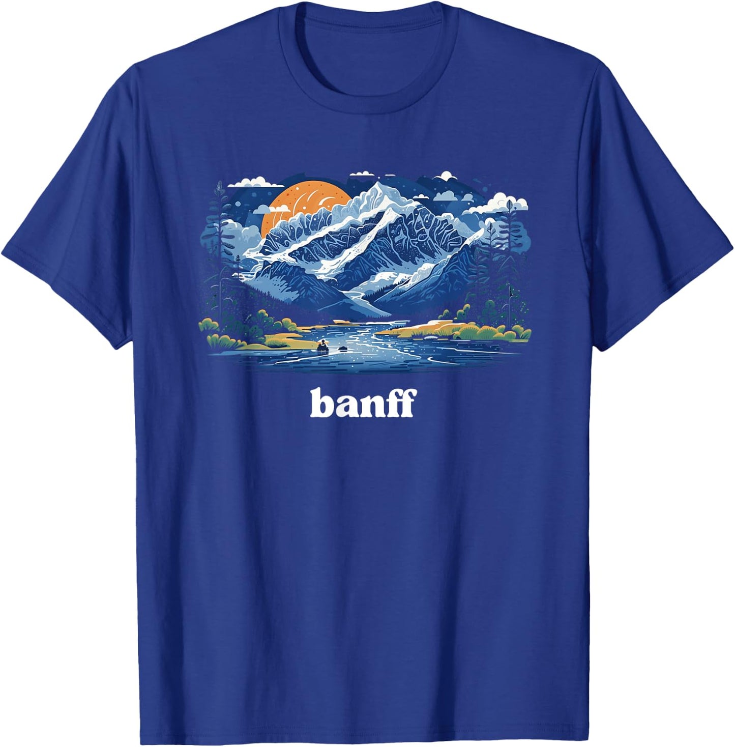 Borough & Bridge Banff Alberta Canada Landscape T-Shirt - T-Shirt | Royal