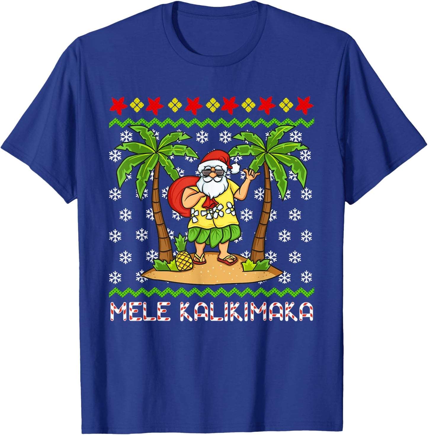 Mele Kalikimaka Hawaiian Christmas In July Hawaii Santa T-Shirt - T-Shirt | Royal