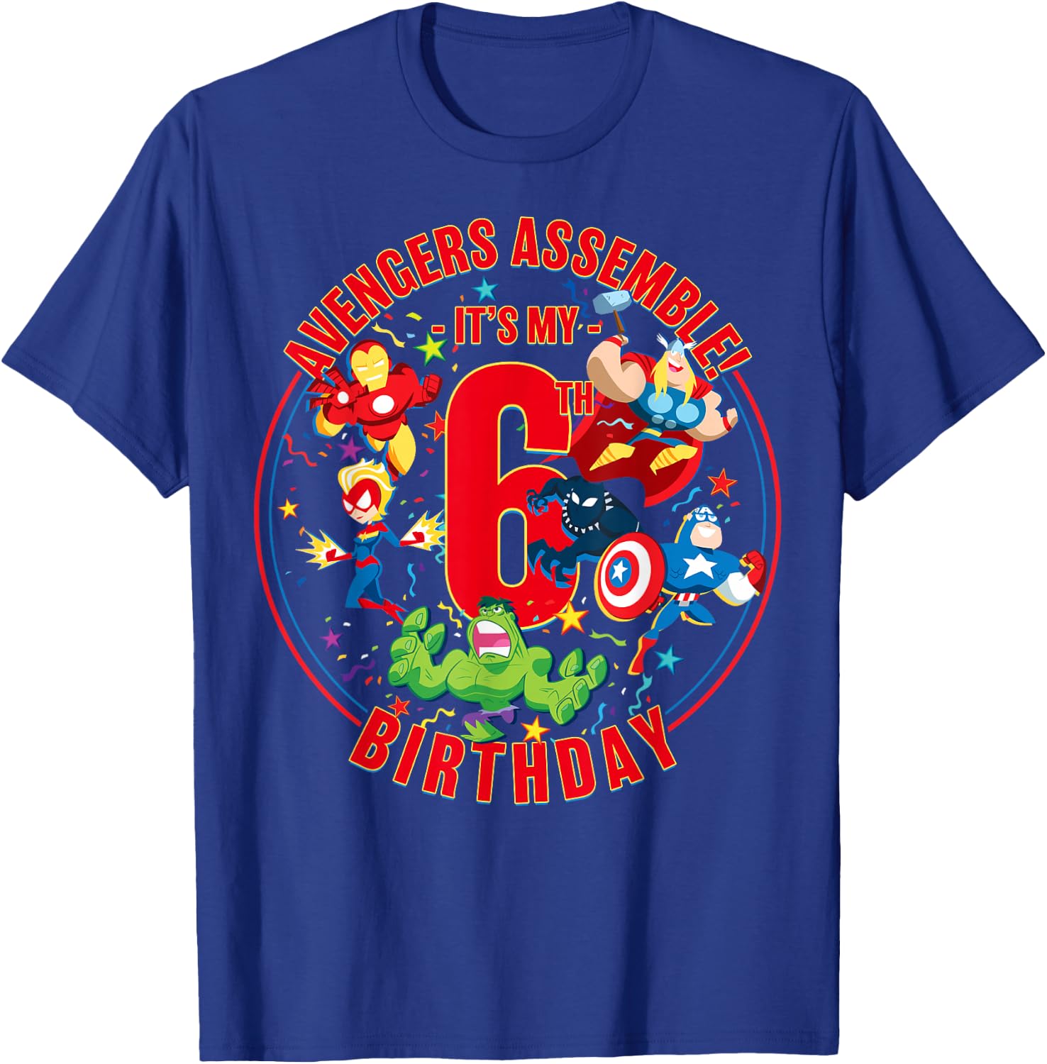 Marvel Avengers Assemble It's My 6th Birthday Small T-Shirt - T-Shirt | Royal