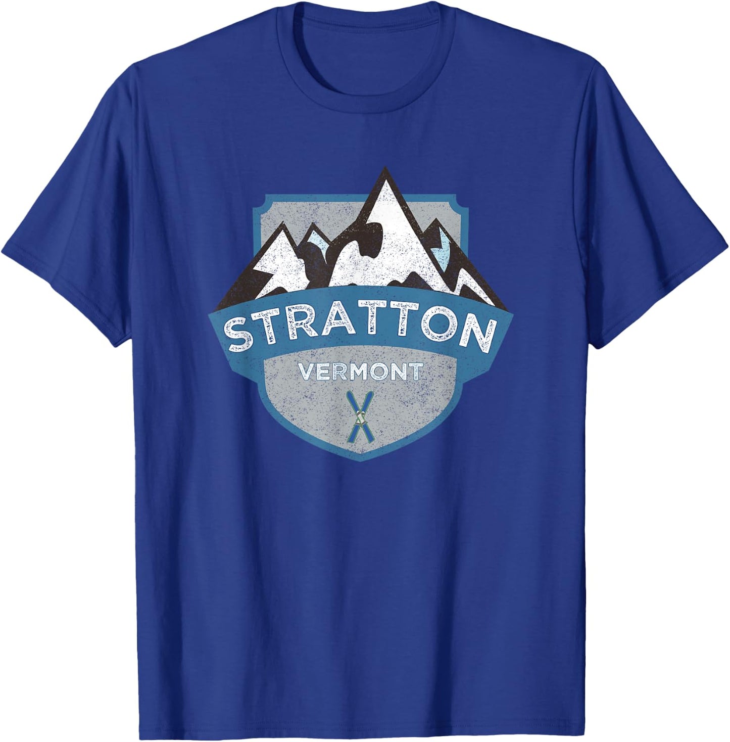 Vintage Stratton, Vermont Illustration / Retro Logo Ski T-Shirt - T-Shirt | Royal
