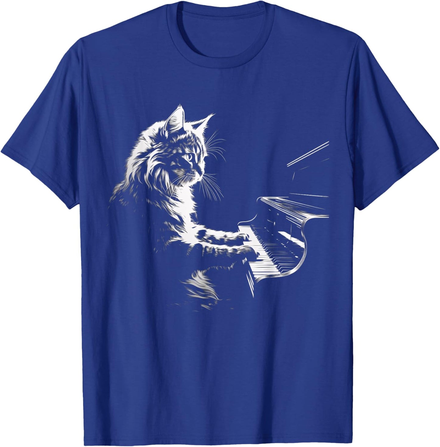 Cat Playing Piano Vintage Jazz Musician Pianist T-Shirt - T-Shirt | Royal