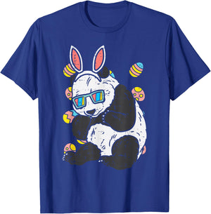 Panda Bunny Ears Glasses Eggs Cute Easter Bear Animal Lover T-Shirt - T-Shirt | Royal