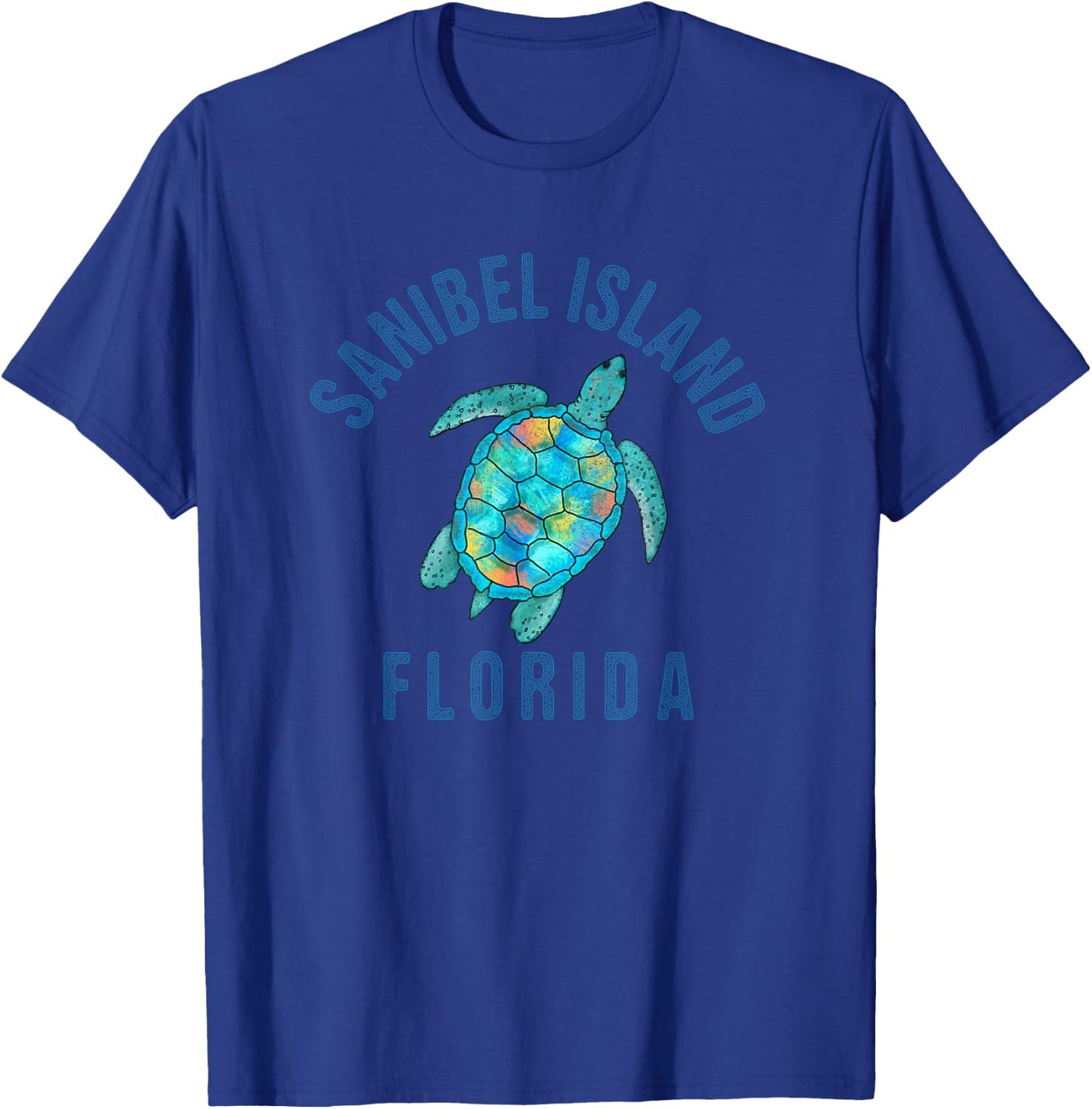 Sanibel Island Beach Design / Sea Turtle Illustration Gift T-Shirt - T-Shirt | Royal