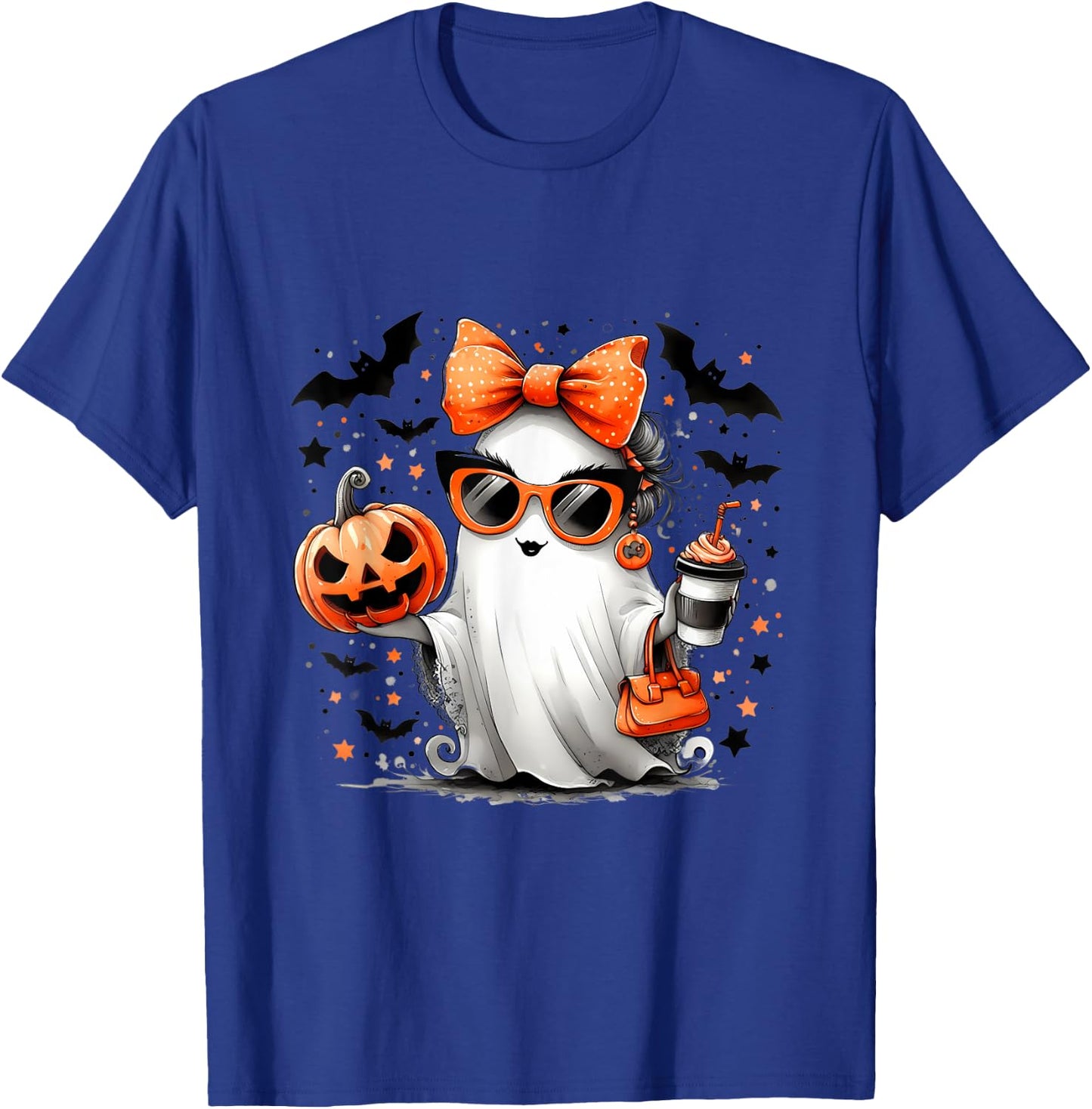 Cute Ghost Halloween Diva Cartoon Sunglasses Handbag T-Shirt - T-Shirt | Royal