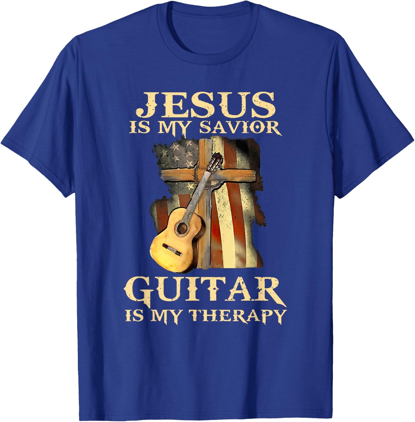 Jesus Is My Savior Guitar Is My Therapy T-Shirt - T-Shirt | Royal