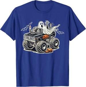 Big Little Boys Halloween Shirt Ghost Skeleton Kids Spooky T-Shirt - T-Shirt | Royal