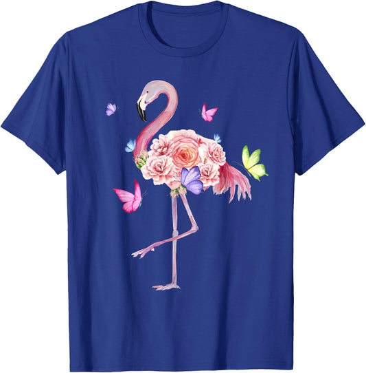 Nature Pink Flowers Women Girls Kids Flamingo T-Shirt - T-Shirt | Royal