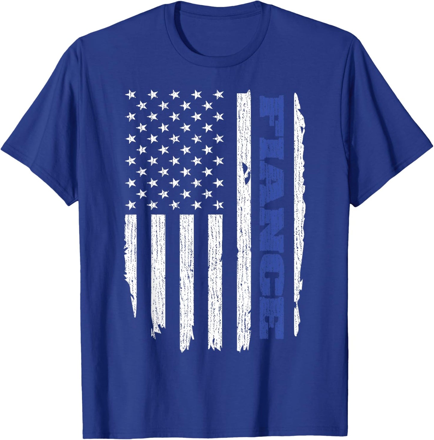 Police Fiance American Flag USA Thin Blue Women Men T-Shirt - T-Shirt | Royal