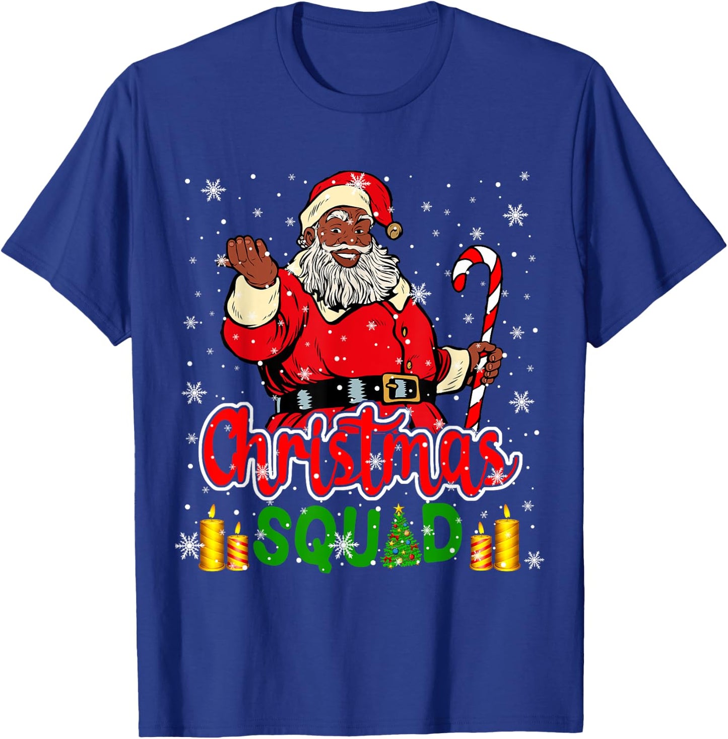 Christmas Squad Santa Afro Man Proud Black African American T-Shirt - T-Shirt | Royal
