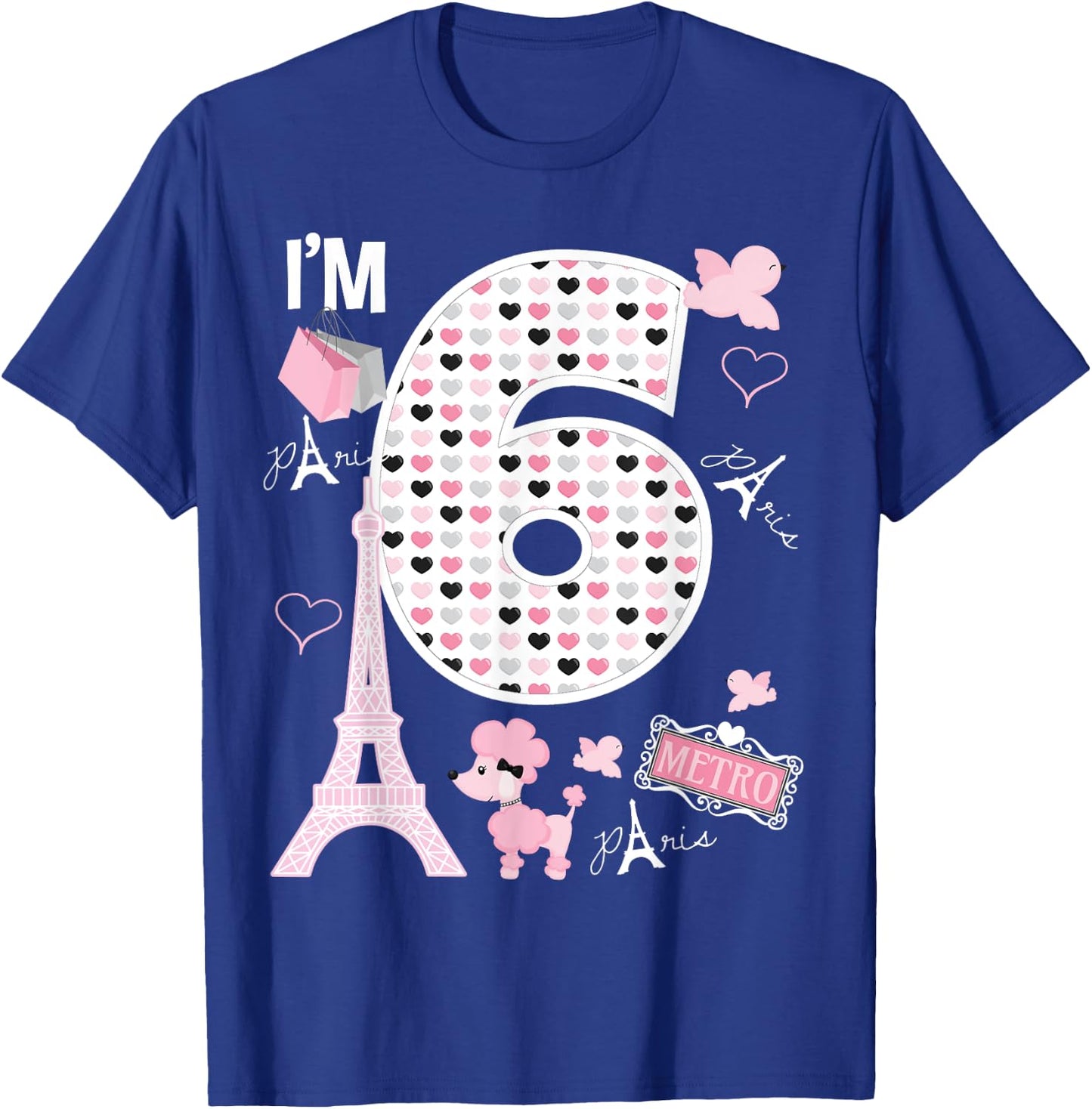 Paris 6th Birthday Girl Paris 6 Year Old Matching Family T-Shirt - T-Shirt | Royal