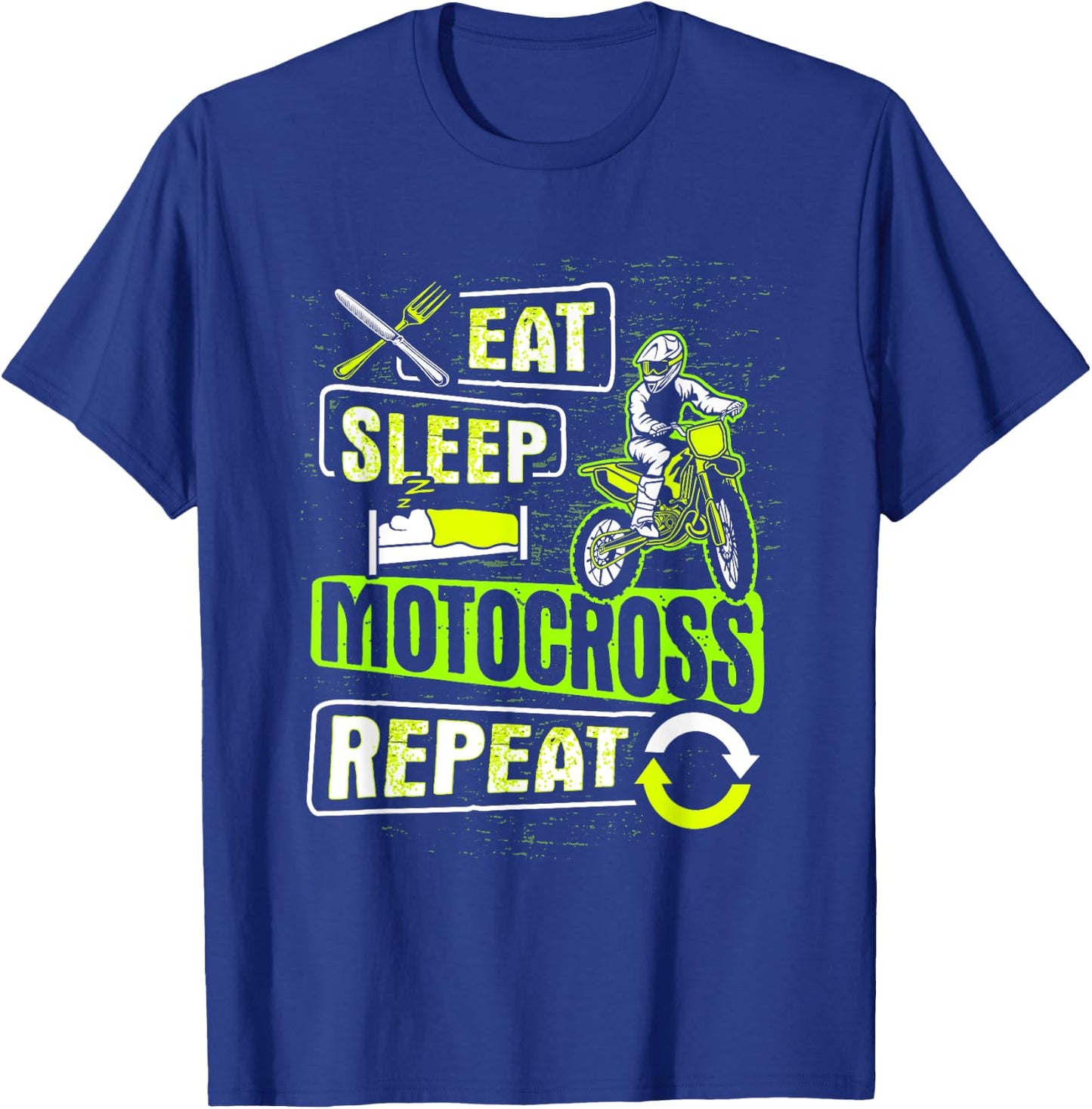 Eat Sleep Motocross Repeat Dirt Bike Motorcycle Biker Gift T-Shirt - T-Shirt | Royal