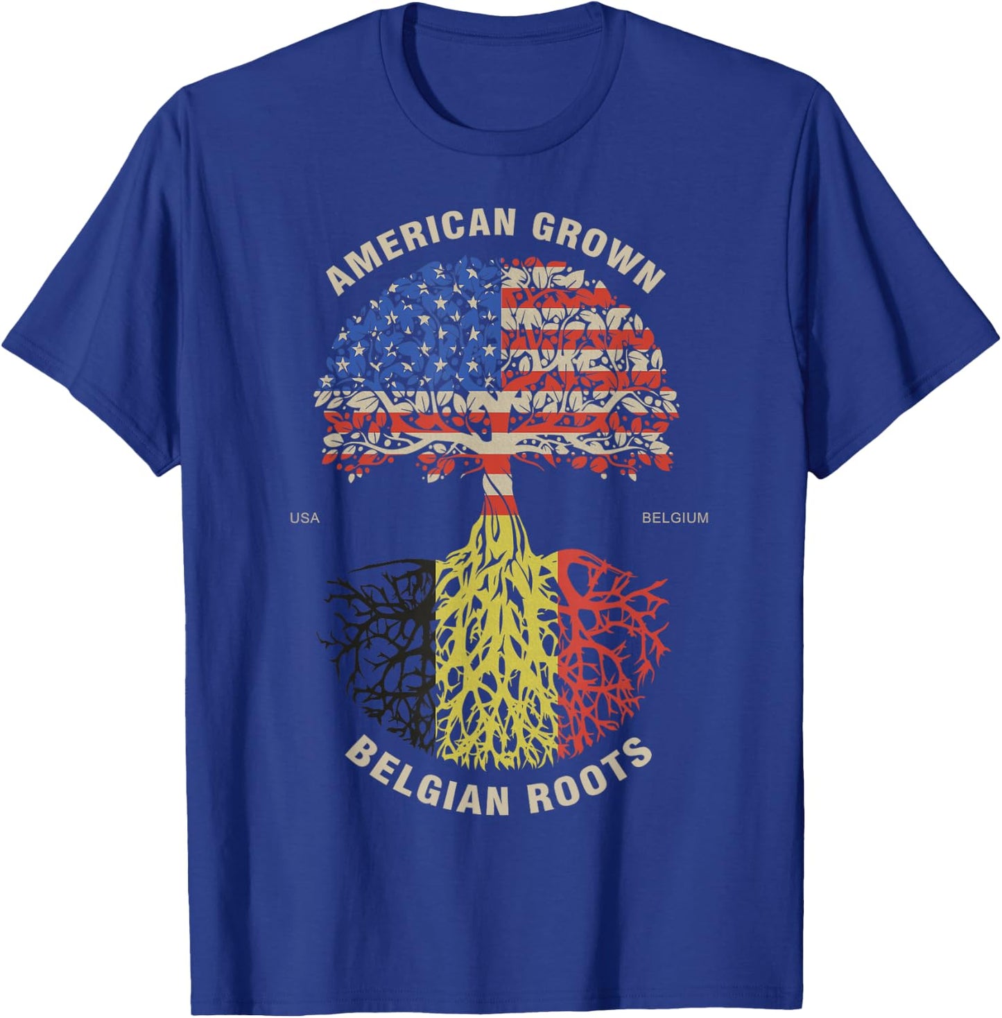 American Grown Belgian Roots Belgium Flag T-Shirt - T-Shirt | Royal