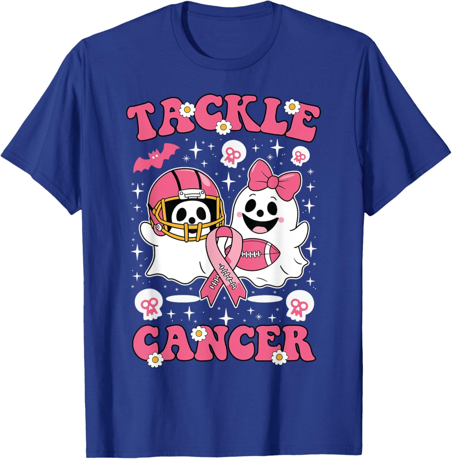 Tackle Football Pink Halloween Breast Cancer Awareness 2024 T-Shirt - T-Shirt | Royal