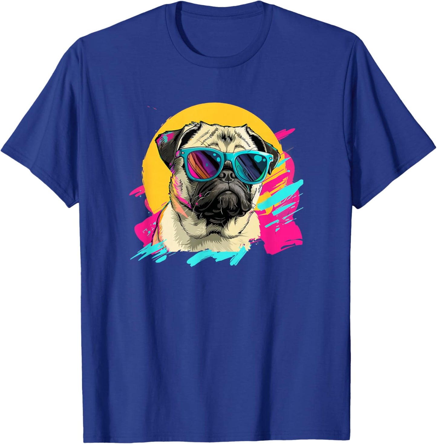 Funny & Retro Vintage 80s Pug Lover T-Shirt - T-Shirt | Royal