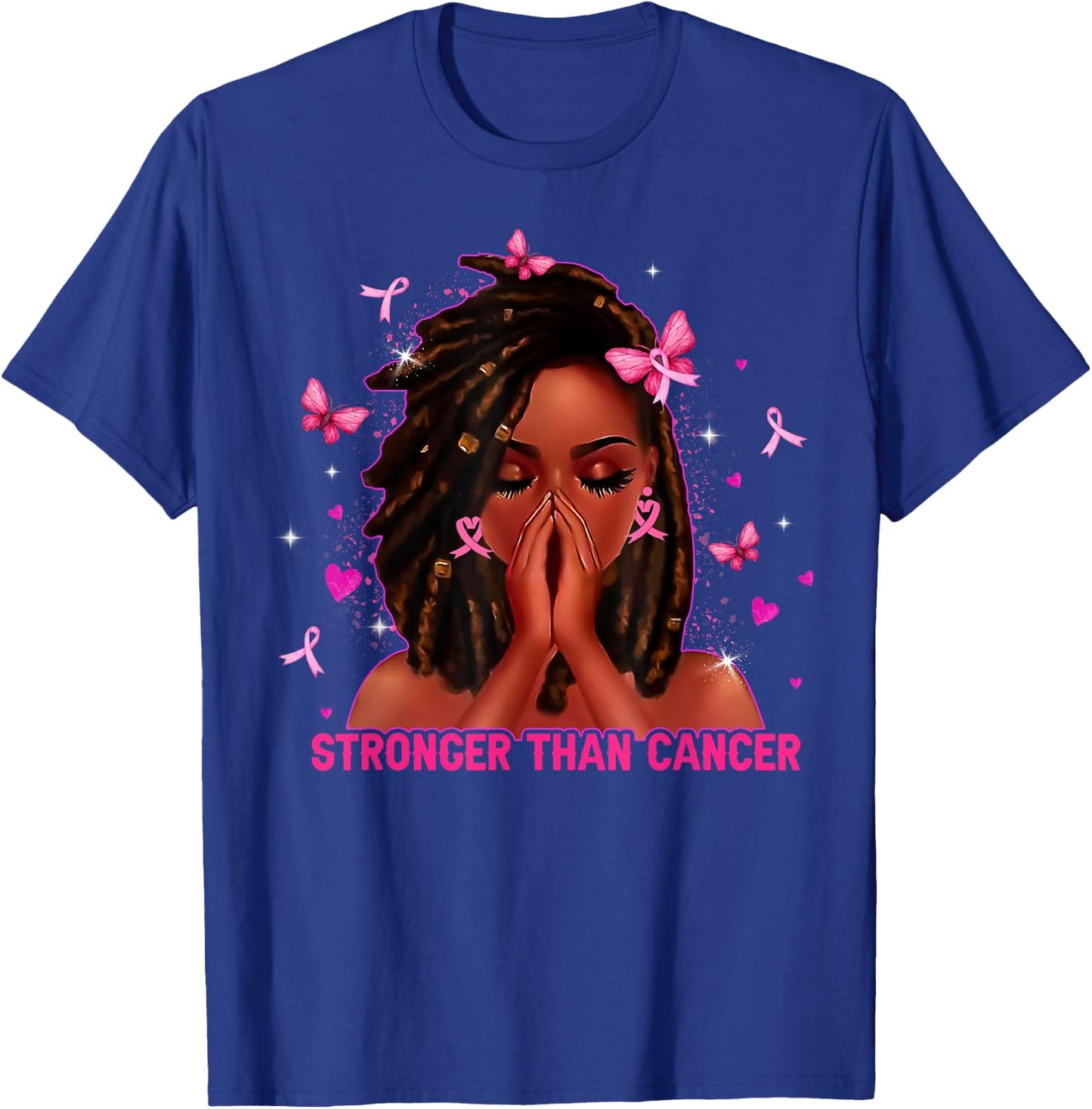 Black Women Melanin Queen Stronger Than Breast Cancer Fight T-Shirt - T-Shirt | Royal